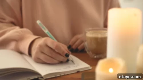 A person journaling with a thoughtful expression, symbolizing deep self-reflection