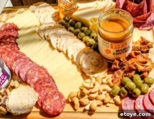Platterful All-In-One Charcuterie Board Kit Review and Giveaway 7 Gourmet mango chutney and salami for charcuterie board