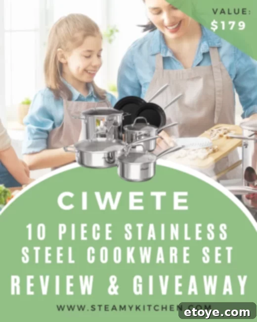 Ciwete 10-Piece Stainless Steel Cookware Set Review & Giveaway