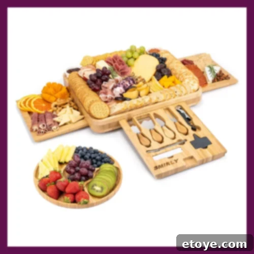 Top Holiday Gifts 2022 11 Bamboo Cheese Board and Knife Set, Unique House Warming Gifts New Home