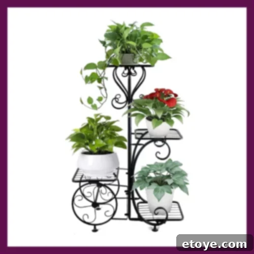 Top Holiday Gifts 2022 5 Tiered Wrought Iron Planter Shelves for Patio Living Room Balcony Office Outside Inside