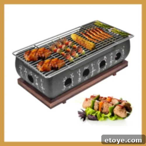 Top Holiday Gifts 2022 6 Portable Barbecue Stove Aluminium Alloy Charcoal Stove with Wire Mesh Grill and Base Japanese Tabletop Household Barbecue Tools
