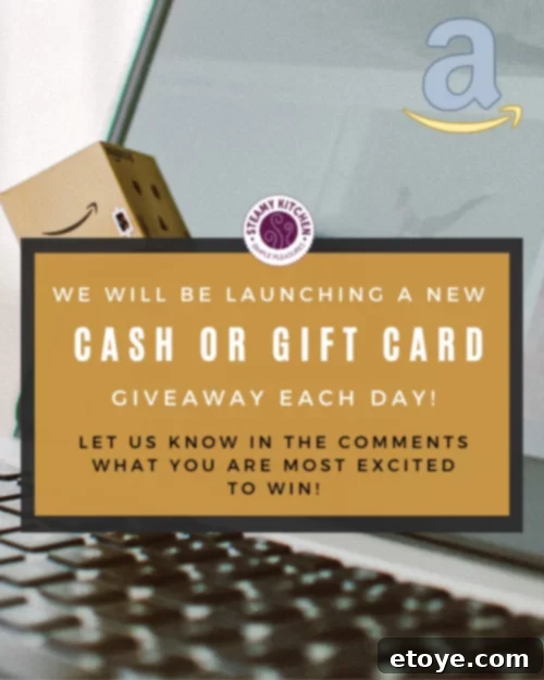 Join the Steamy Kitchen community for daily cash and gift card giveaways