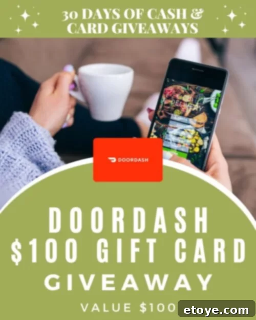 Day 11: Score a 100 DoorDash Gift Card 4 Promotional graphic announcing DAY 11: $100 DoorDash Giveaway for Steamy Kitchen followers.