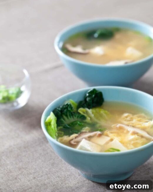 Delicious Miso Soup with Mushrooms and Tofu