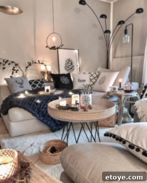 Day 28 Score a 100 Home Goods Gift Card 6 Scandi style winter living room decor with neutral tones and natural elements