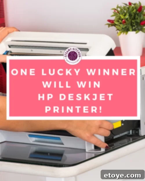 Instant Win: Showcase of the HP Deskjet Printer's sleek design for an ideal home office