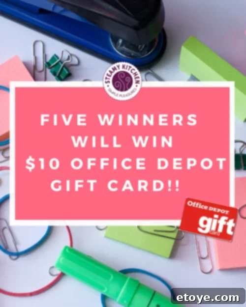 Instant Win: $10 Office Depot Gift Card for stocking up on essential Office Supplies
