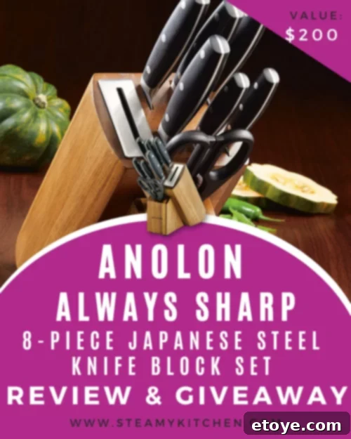 Anolon AlwaysSharp 8 Piece Japanese Steel Knife Block Set In Depth Review and Giveaway 2 Anolon AlwaysSharp Knife Block Set