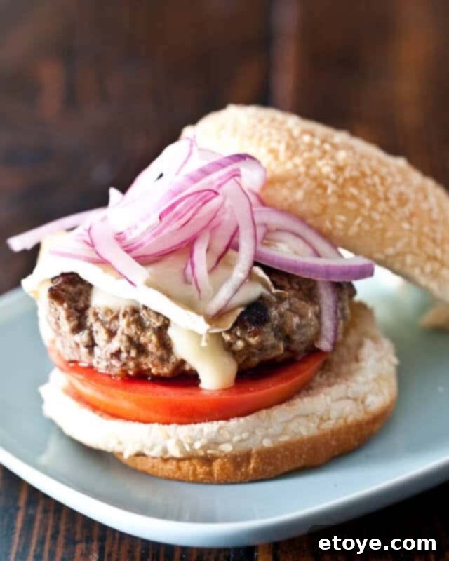 Gourmet Lamb Burgers with Creamy Brie and Tangy Quick Pickled Red Onion