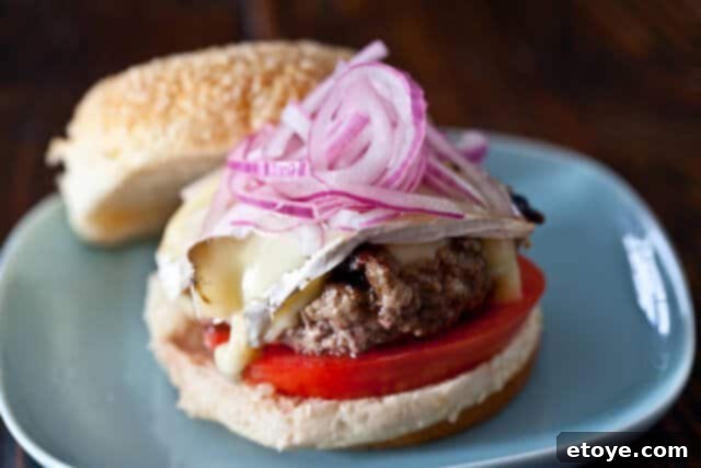 Homemade Lamb Burgers with Brie and Quick Pickled Red Onion Recipe