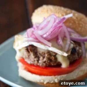 Lamb Burgers with Brie and Quick Pickled Onions