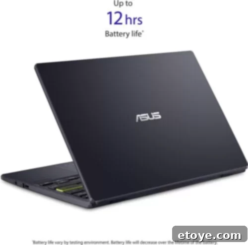 Side view of ASUS 11.6 inch Ultra Thin Laptop highlighting its slim profile