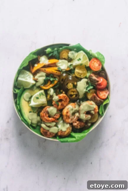 Chipotle Lime Shrimp Bowl with Cilantro Jalapeño Yogurt Sauce
