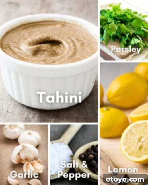 Lemon Tahini Sauce Ingredient Collage