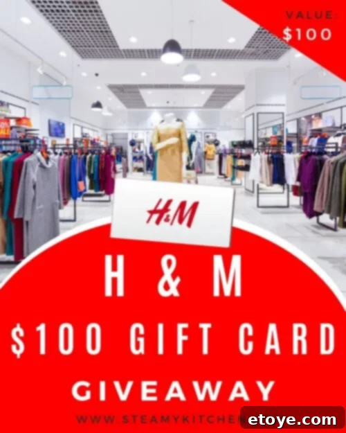 H&M shopping store interior with a $100 H&M gift card prominently displayed