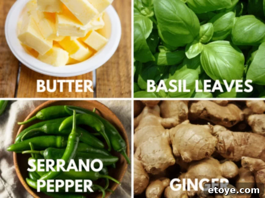 Flavorful Butter Creations 8 Thai Inspired Butter Ingredients with butter basil serrano pepper and ginger