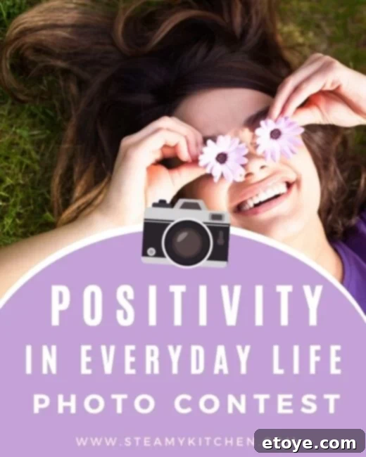 Positivity In Everyday Life Photo Contest Header Image Graphic with text and a flower girl