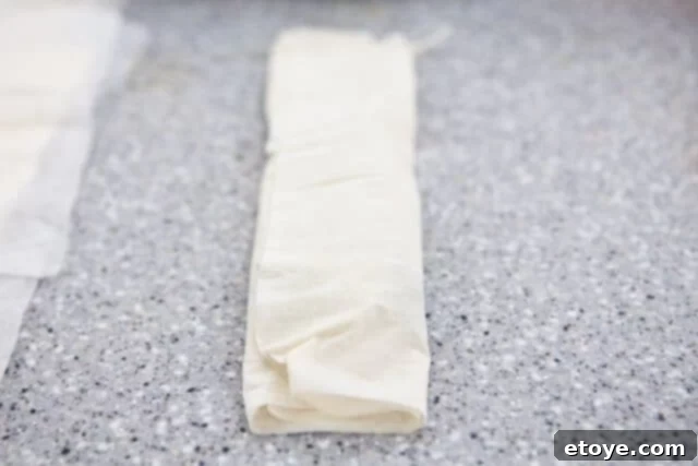 Flaky Broccoli Feta Spanakopita 5 Folding Sides of Filo Dough Over Filling