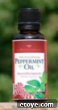 Peppermint essential oil for an invigorating and natural boost.