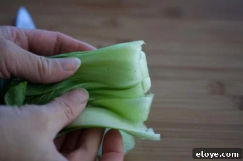 Trimmed bok choy stems