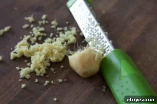 Bok Choy Recipe - grate ginger