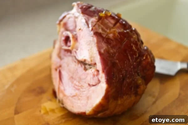 Sweet and Savory Easter Ham with Grilled Peaches 13 cut ham
