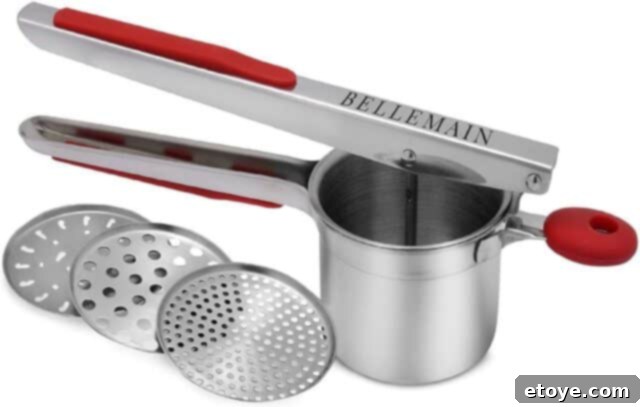 potato ricer with interchangeable disks