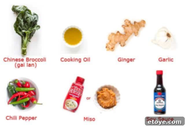 ingredient map Chinese Broccoli Garlicky Ginger Miso Sauce Recipe ingredient map Chinese Broccoli Recipe