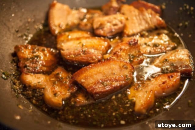 Ready Caramel Pork Belly Done Pork Belly - Finished caramel braised pork belly in the wok