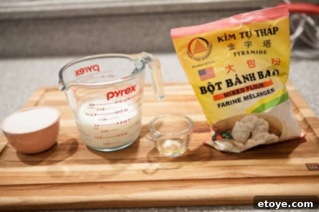 Ingredients for Steamed Bun Mix Steamed Bun Ingredients - Package of steamed bun flour mix and additional ingredients