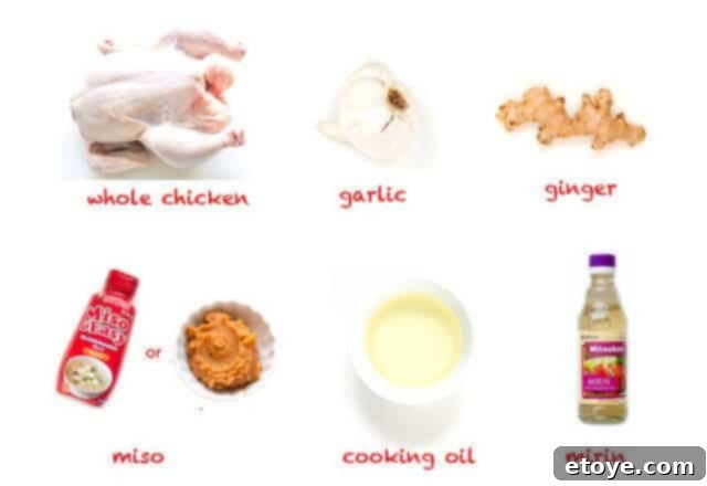 ingredient map Miso Roast Chicken Recipe ingredient map for Miso Roast Chicken Recipe, showing all components