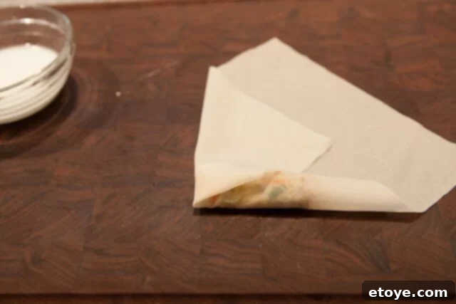 Fold Left Side of Spring Roll Wrapper