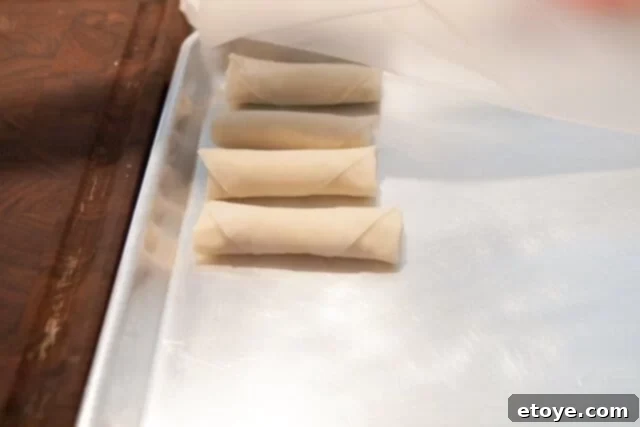 Place Spring Rolls Seam Side Down