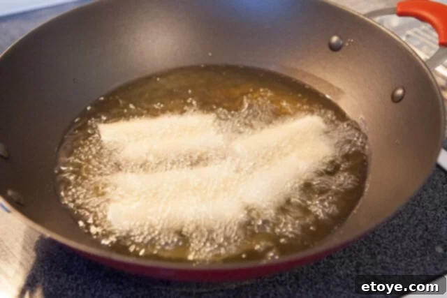 Leave Room in Wok for Frying Spring Rolls