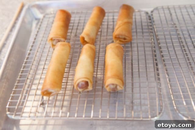 Drain Spring Rolls on Rack