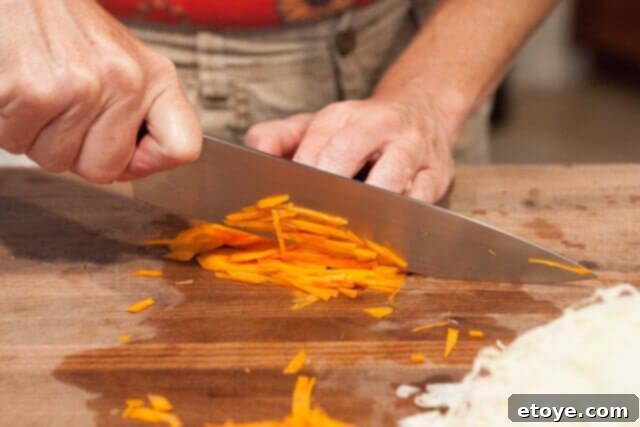 Finely Julienne Cut Carrots