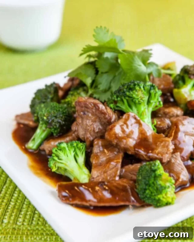 Close-up of Beef and Broccoli Stir Fry in a wok