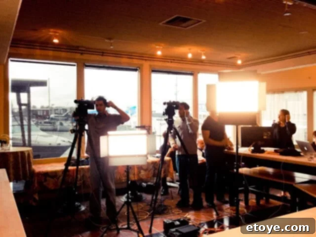 Vietnamese Spring Rolls with Slow Cooker Pork Recipe Professional crew setting up cameras and lighting for a cooking video