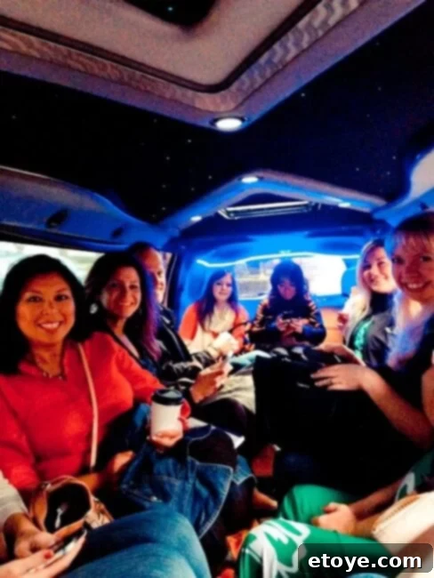 Vietnamese Spring Rolls with Slow Cooker Pork Recipe Blogger friends inside a fun-filled limo before a video shoot