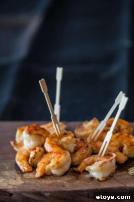 Miso Butter Shrimp Recipe toothpicks in shrimp