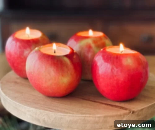 An apple tealight holder seamlessly blends the fruitfulness and allure of the season, providing a gentle and warm glow that will elevate the coziness of your space.