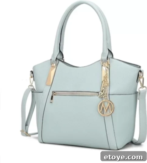 mfk fashion designer handbag organization showing interior and exterior pockets