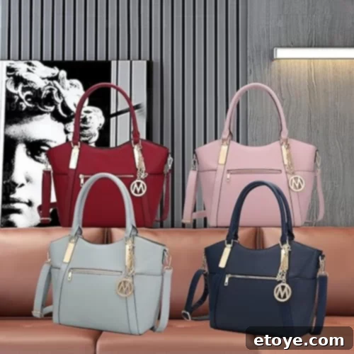 mfk fashion designer handbag color options displayed
