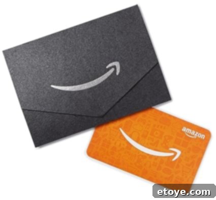 Win Big The 10 Essential Gift Cards of 2023 Giveaway 3 An Amazon gift card displayed beneath a festive envelope, ready to bring a world of shopping joy to its recipient.