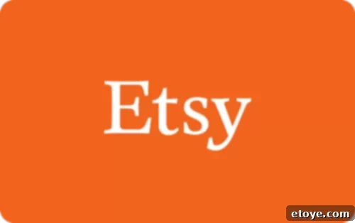 Win Big The 10 Essential Gift Cards of 2023 Giveaway 9 A radiant orange Etsy Gift Card featuring a crisp white Etsy logo, embodying the spirit of creativity and the joy of supporting artisans and small businesses.