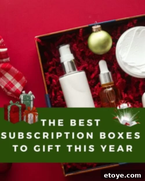 Think Inside The Box Your Essential Subscription Gift Guide 2 The best subscription boxes to gift this year, featuring a festive holiday theme with elegantly wrapped packages, symbolizing thoughtful and ongoing presents for loved ones