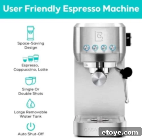 Win a CASABREWS Espresso Machine 4 Full view of the CASABREWS Espresso Machine on a pristine kitchen counter
