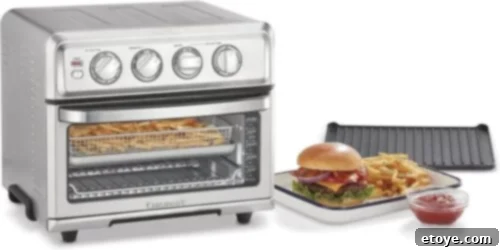 Full view of the Cuisinart Air Fryer + Convection Toaster Oven, showcasing its controls and spacious interior