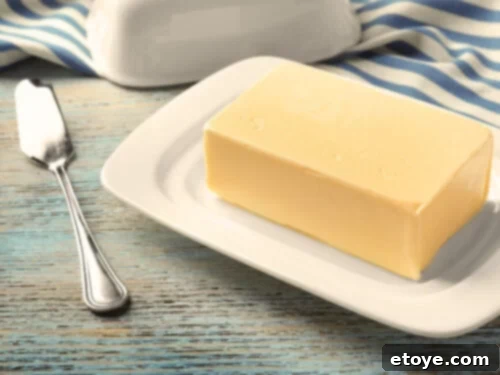 Butter in a white butter dish